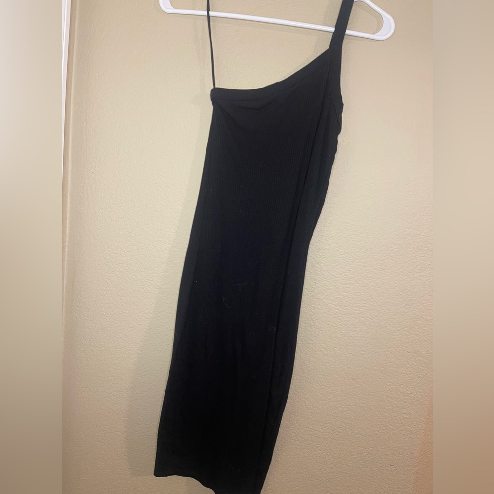 asymmetrical black dress